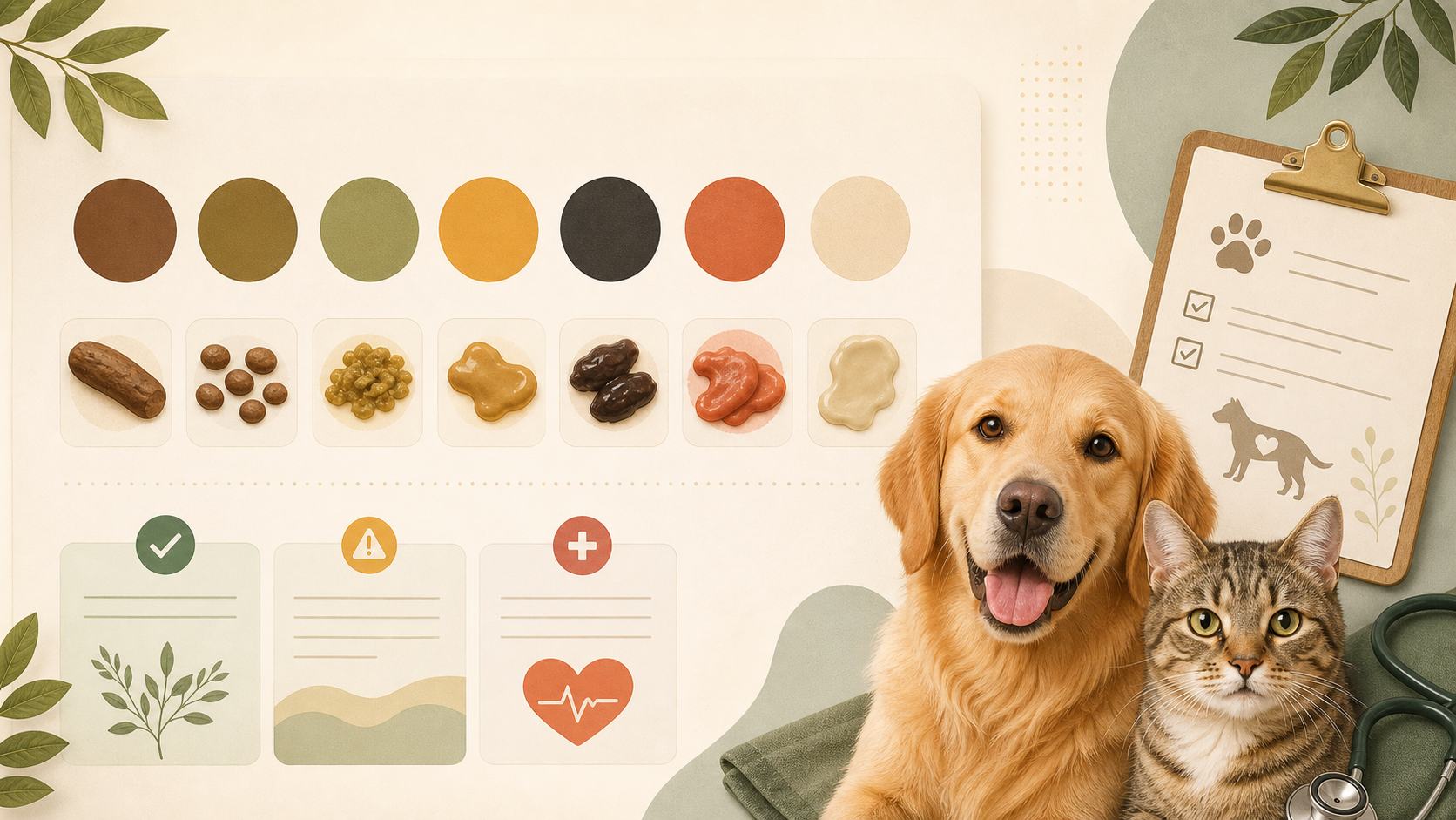 Dog and cat stool color and texture atlas with veterinary checklist context.